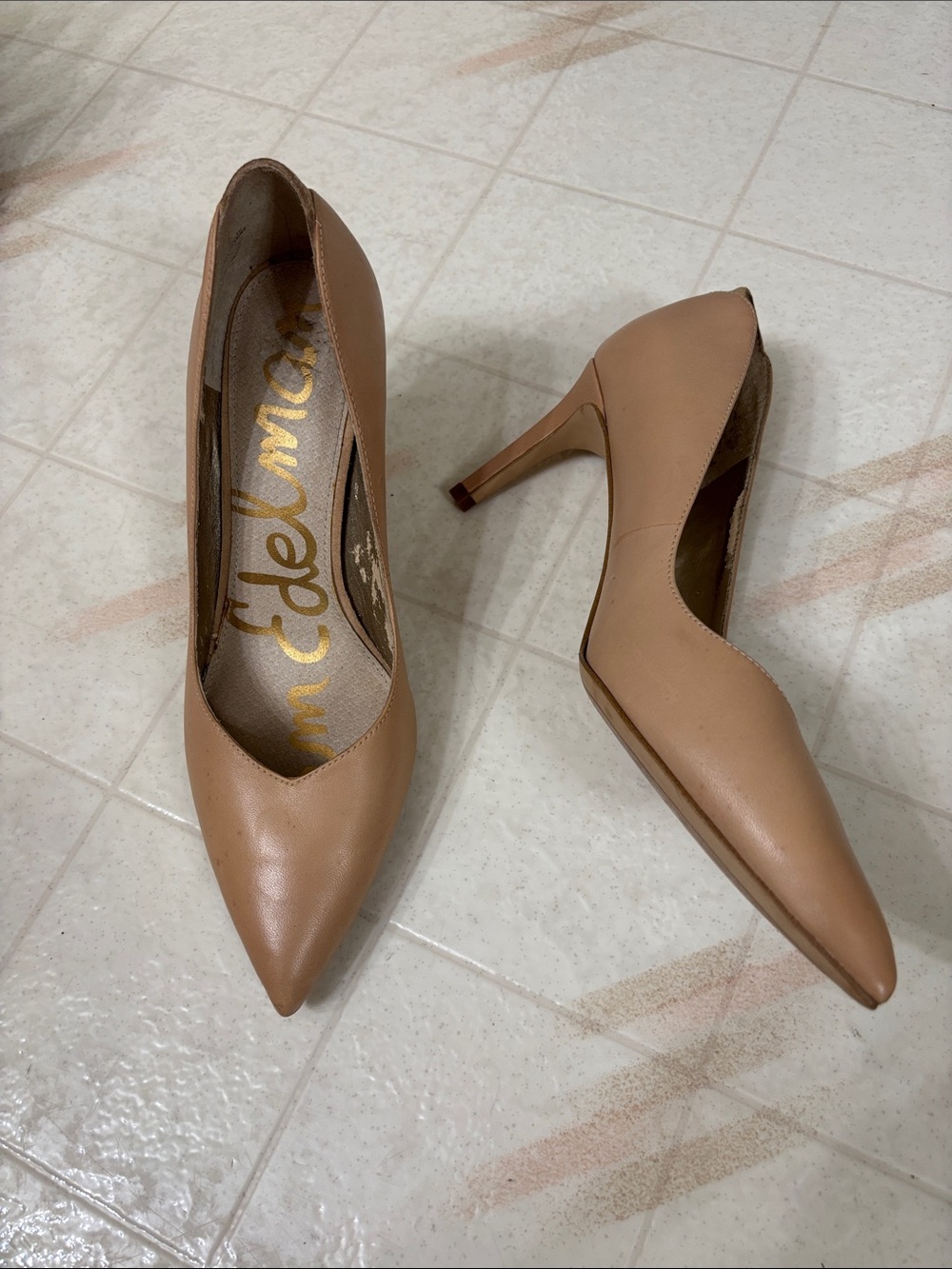 Sam Edelman Orella Leather Nude Heels
